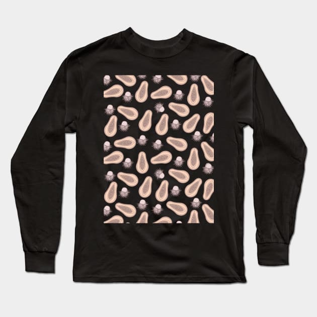 Tropical Papaya LycheeFruit Pattern Long Sleeve T-Shirt by Unique Treats Designs